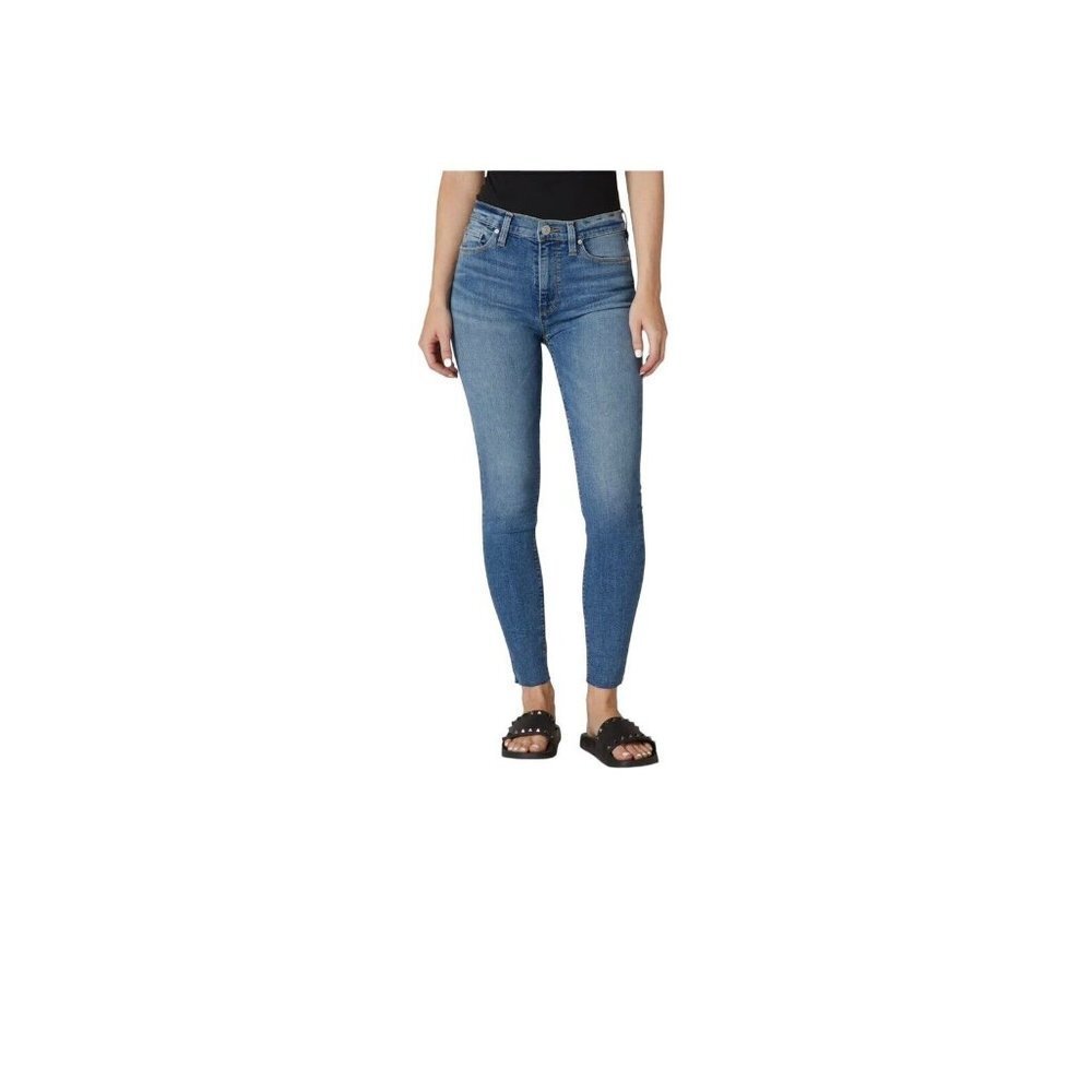 Hudson Women's Barbara Super Skinny High Waist Ankle Blue Distressed Jeans SZ 25